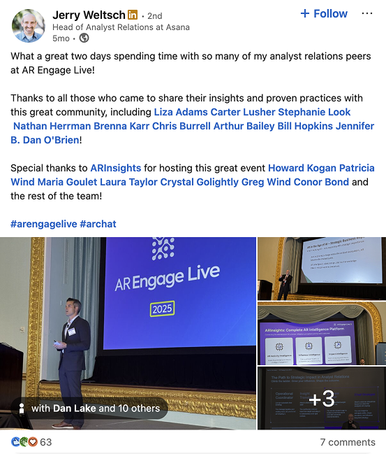 LinkedIn post by Jerry Weltsch about attending